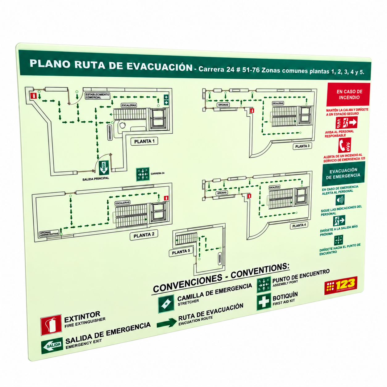 Orientación y evacuación: referencia de producto