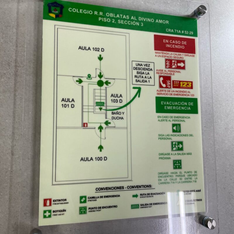PLANO DE EVACUACIÓN EN ACRILICO