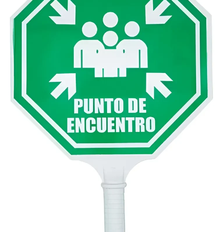 Señalización Paleta Punto De Encuentro 30x30 Doble Cara Verde